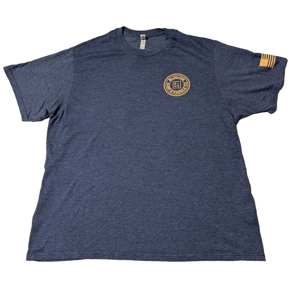 BLUELINE SURF &‎ PADDLE CO Men 2XL Blue Heather Double-Sided T-Shirt MADE IN USA